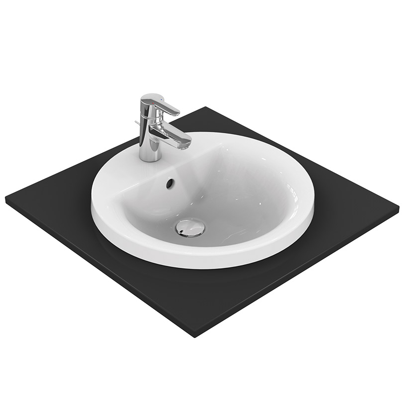 Vasque de salle de bains ronde en céramique avec bords fi